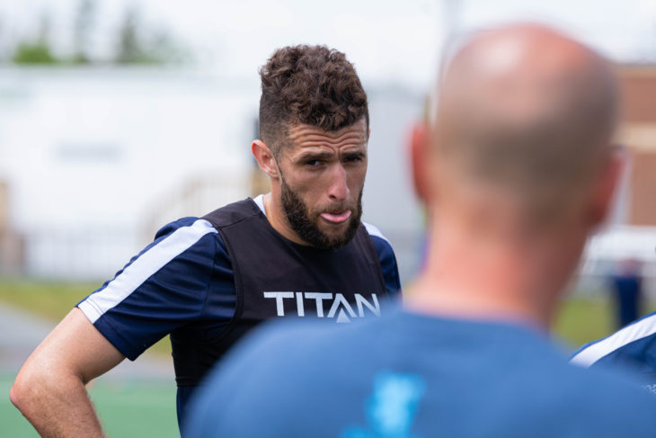 Defensive leader Chakib Hocine is back in full training and pushing for a place in the squad after recovering from injury. Photo: Trevor MacMillan.