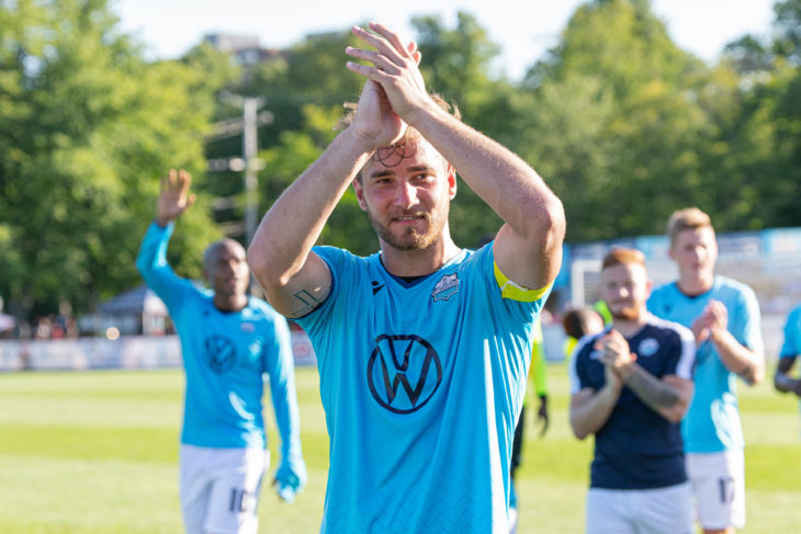 Schaale has made 21 appearances for the Wanderers including leading the team in a couple of games as captain, most recently in the 1-0 over Valour. Photo: Trevor MacMillan.