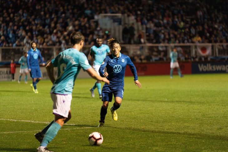 Kodai Iida, won the penalty, and was full of running against Pacific. Photo: Scott Tanner.