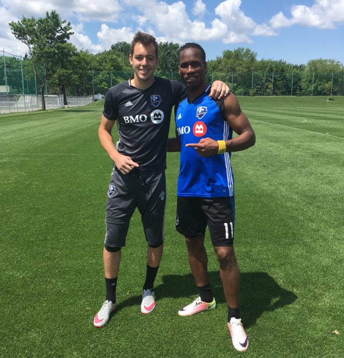 Jason with Didier Drogba at Montreal Impact training.