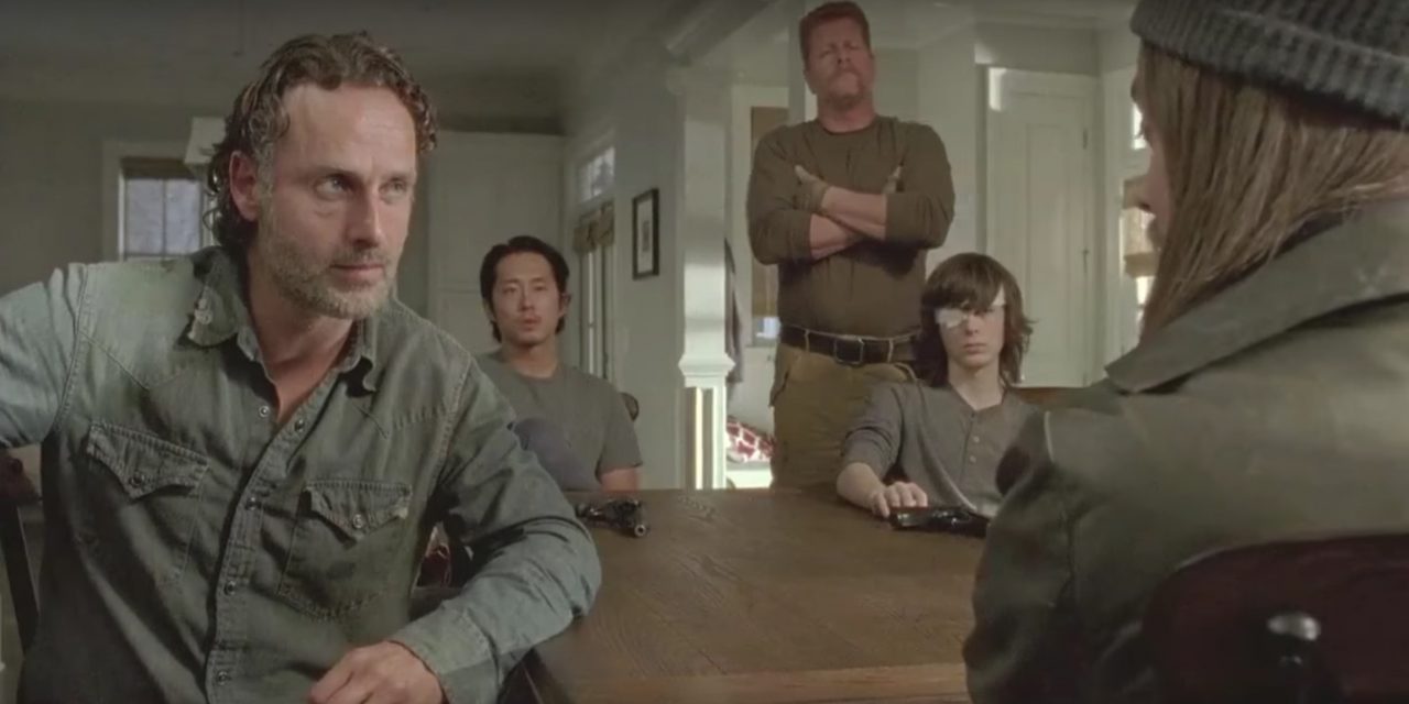 The Walking Dead: Knots Untie; see also: Rick introduces himself covered in blood again