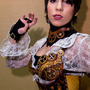 woman wears steampunk