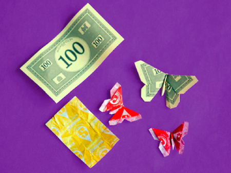 Candy Wrapper Origami Butterflies Craftfoxes