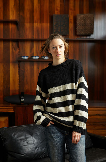 Oversized Striped Comfy Sweater (Free Knitting Pattern)