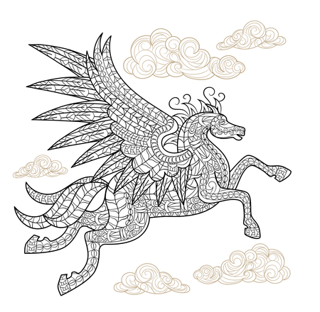 Pegasus Winged Horse Adult Coloring Page