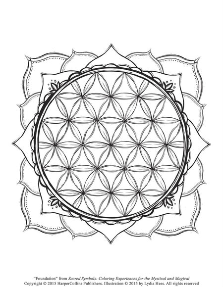 Free Coloring Page with Flowers, Stars and Geometric Shapes