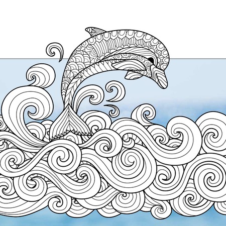 Be Happy Dolphins (Free Adult Coloring Book Page)