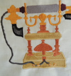 embroidered European style antique telephone  framed