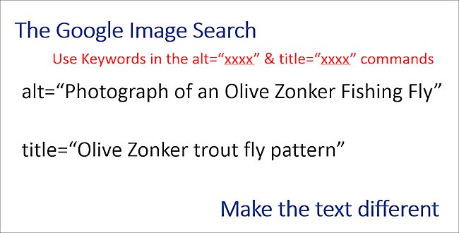 Use different keywords in the alt and title image commands make the words diffewrent in the alt and title tags