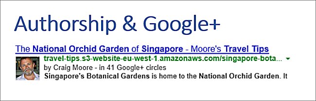 This is what a google search engine result page for an article looks lke if the write uses Google authorship