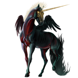 Unicornio de montar alado Finlandés Alazán crines lava