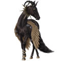 Okřídlený jezdecký jednorožec Fríský kůň Vraník