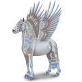 Pegasus-Kaltblut Drum Horse Rappe mit Tobiano-Scheckung