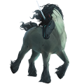 Unicornio de tiro Drum Horse Pío negro tobiano
