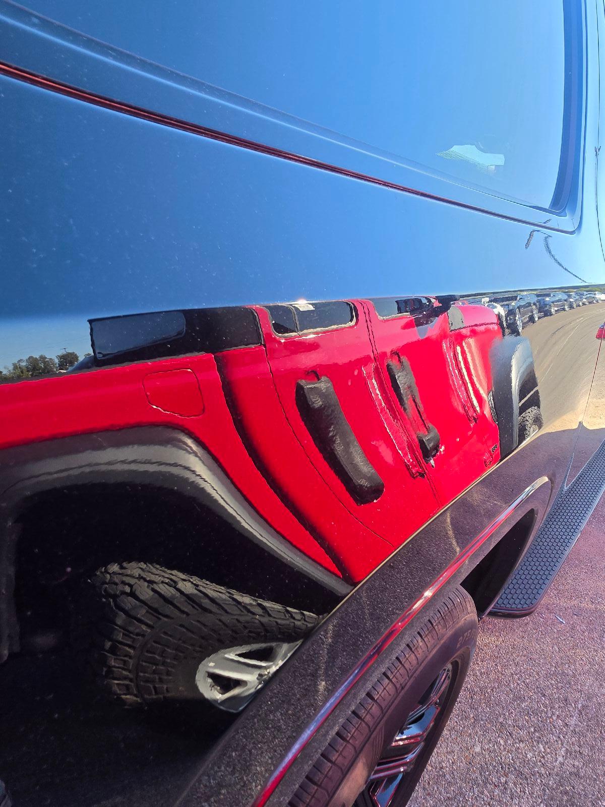 Dented Gradung Bucket RF Door (Prev Repair)