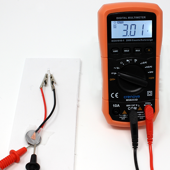 Measuring voltage on coin cell