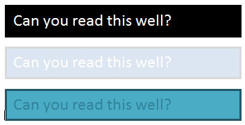 Color contrast comparison for reading