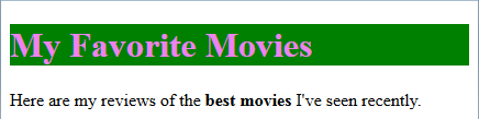 violet headline with green background
