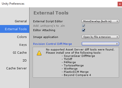 Unity Preferences and External tools config