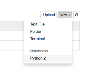 jupyter new notebook button