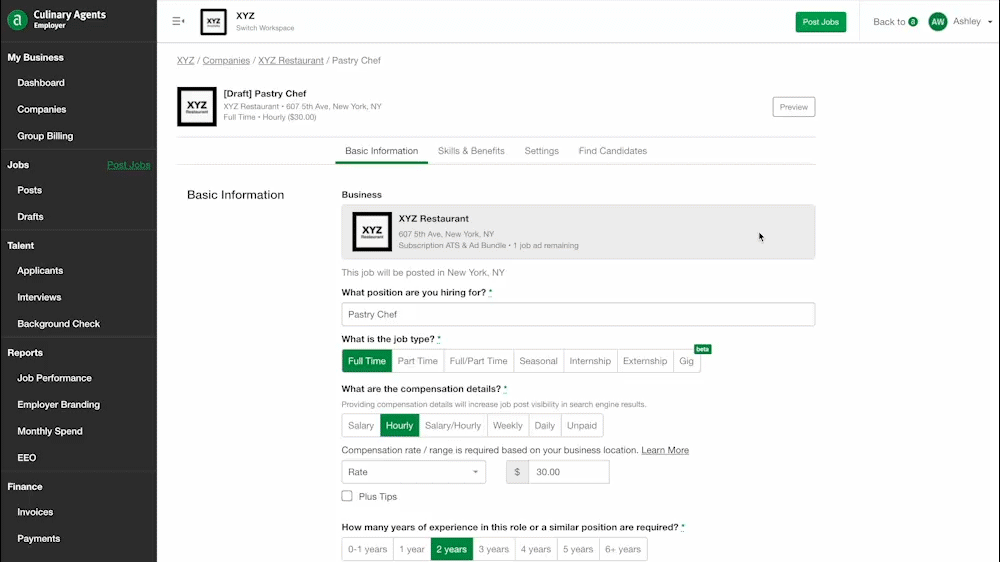 Add followers on Job Form in Culinary Agents