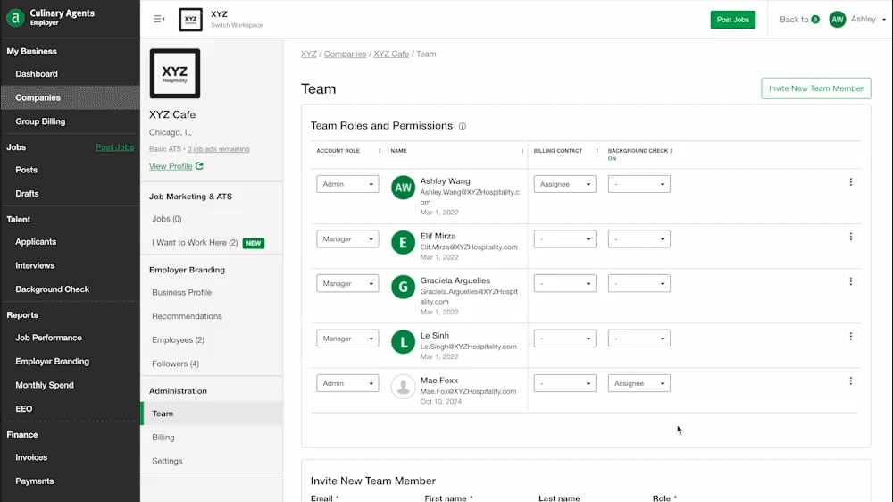 Remove Team Member on CulinaryAgents Dashboard