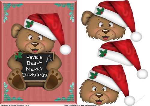 Beary Merry Christmas card front with decoupage - CUP745830_20842 ...