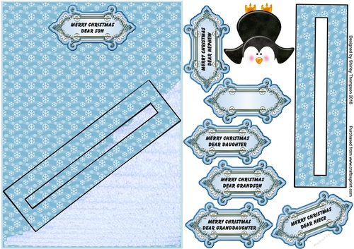 Penguin penny slider card front - CUP753117_20842 | Craftsuprint