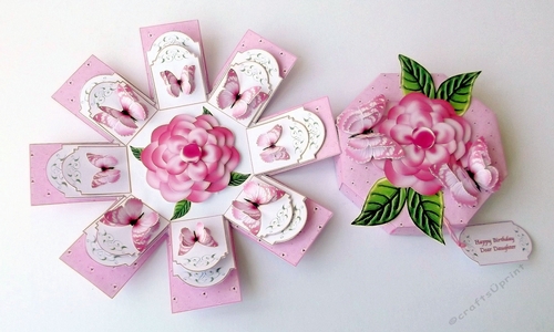 Shades of pink octagonal exploding box card - CUP896375_20842 ...