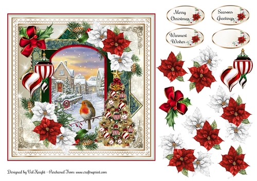 Robin Scene Christmas Card Front With Decoupage - CUP1082416_58488 ...