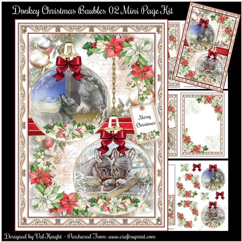 Donkey Christmas Baubles 02 Mini Page Kit CUP1138805_58488 Craftsuprint