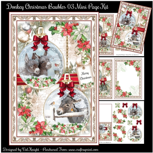Donkey Christmas Baubles 03 Mini Page Kit CUP1138806_58488 Craftsuprint