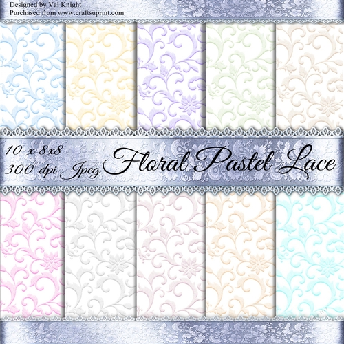 10 8x8 Pastel Floral Lace Backing Papers CUP950930_58488 Craftsuprint