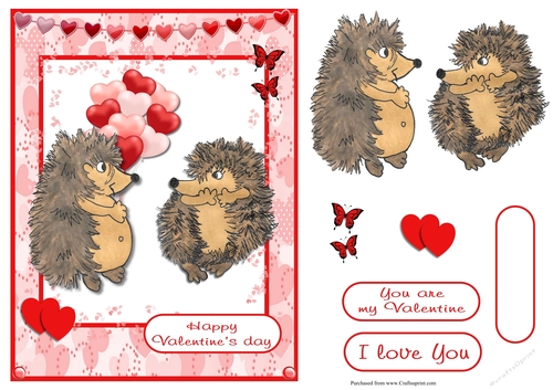 Happy Valentines day greeting card with cute hegdehogs - CUP1020044 ...