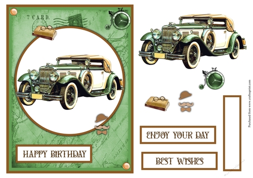 Old car male greeting card - CUP1197755_84699 | Craftsuprint