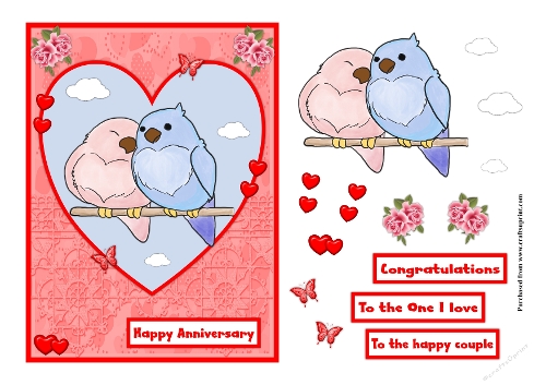 Cute Birds couple anniversary greeting card - CUP1375311_84699 ...