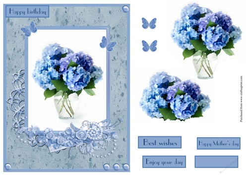 Hydrangea flowers birthday greeting card - CUP959663_84699 | Craftsuprint