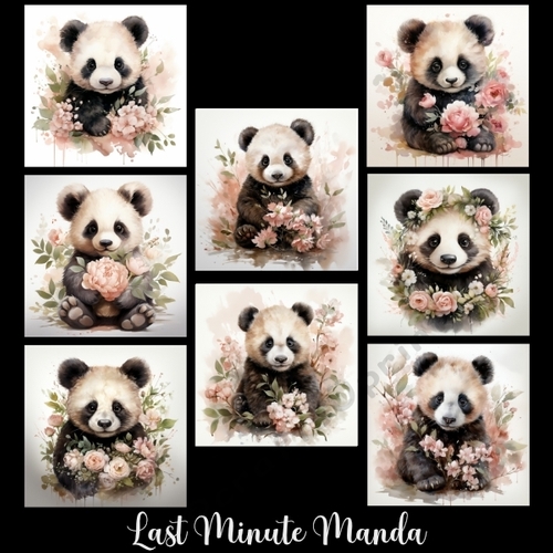 Water coloured Pandas set 2 - CUP1268084_80189 | Craftsuprint