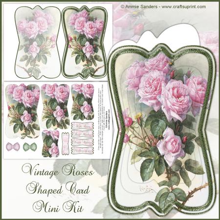 Beautiful Painted Pink Roses Shaped Card Mini Kit - CUP483283_5 ...
