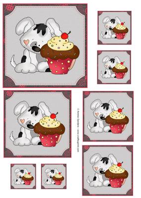 Puppy &amp; Cupcake Topper Sheet - CUP485358_5 | Craftsuprint