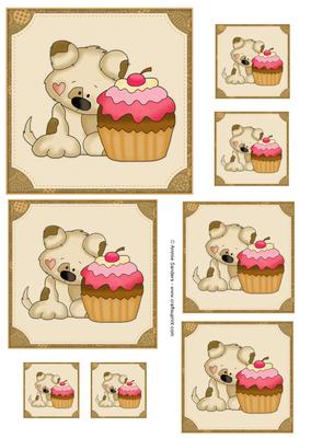 Puppy &amp; Cupcake Topper Sheet - CUP487676_5 | Craftsuprint
