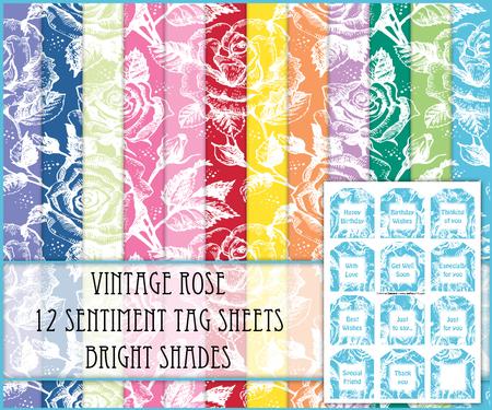 Vintage Rose 12 Sentiment Tag Sheets - Bright Shades - CUP509420_5 ...