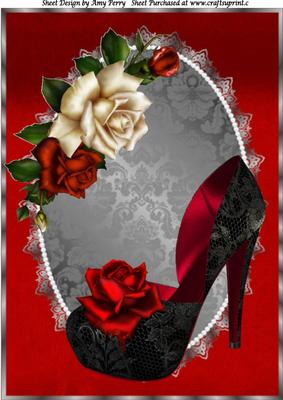 black shoes with red roses