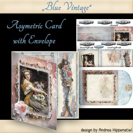 Asymmetric Fold Card Blue Vintage - CUP549430_2013 | Craftsuprint