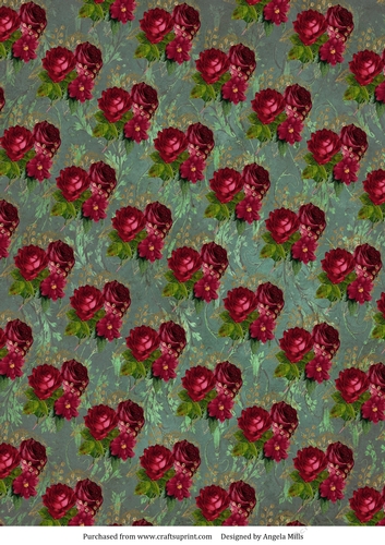 A4 Paper Red Rose Bouquet on Sage Green Background - CUP1034523_89143 ...