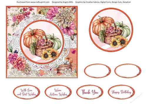 Hello Autumn 11: Autumn Harvest 6 x 6 Card Front with Topper and ...