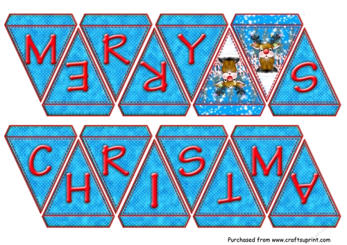 Bunting - Merry Christmas Blue - CUP741624_72611 | Craftsuprint