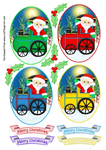 Oval Toppers - Christmas - Santa Trains - CUP743021_72611 | Craftsuprint