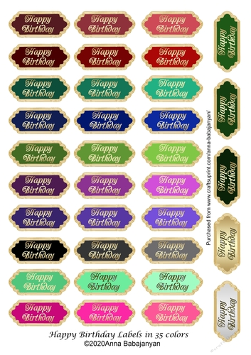 Happy Birthday Labels in 35 colors - CUP1062204_96 | Craftsuprint