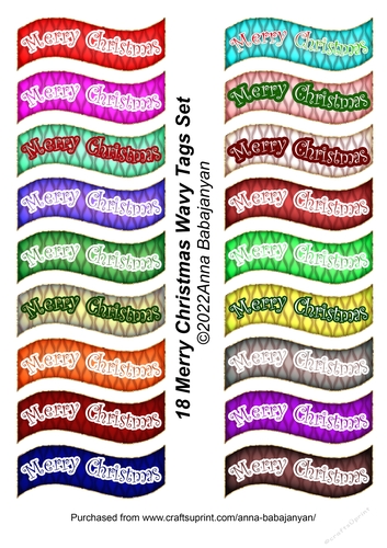 18 Merry Christmas Wavy Tags Set - CUP1185139_96 | Craftsuprint